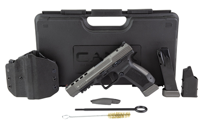 Canik HG3774GN TP9SFx  9mm Luger 20+1, 5.20" Black Nitride Match Grade Barrel, Tungsten Gray Cerakote Optic Ready/Serrated w/Ports Steel Slide, Black Polymer Frame w/Picatinny Rail, Ambidextrous
