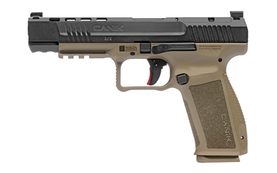Canik HG5635N Mete SFx Full Size Frame 9mm Luger 20+1/18+1, 5.20" Black Match Grade Barrel Black Nitride Serrated Steel Slide, Flat Dark Earth Polymer Frame w/Picatinny Rail, Ambidextrous