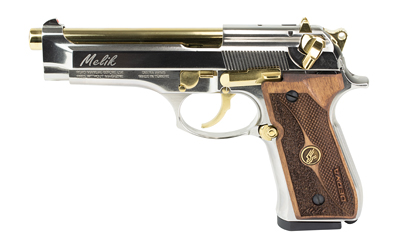Derya Firearms 10L.MELIK9.NG.TR Melik  9mm Luger 10+1 4.90" Gold TiN Steel Barrel, Black Melonite Serrated Steel Slide,  Black Aluminum Frame, Black Polymer Grip