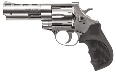 Weihrauch Guns 770128 Windicator  Medium Frame 357 Mag 6 Shot, 4" Nickel Steel Barrel, Nickel Cylinder, Nickel Steel Frame, Black Finger Grooved Rubber Grip, Spurred Hammer