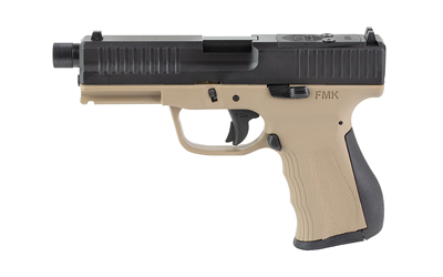 FMK FMKG49TDE G3 Full Size Frame 9mm Luger 14+1 4.50" Polished Threaded Barrel, Black Carbon Steel Optic Ready/Serrated Slide, Dark Earth Polymer Frame w/Accessory Rail, Textured Grip