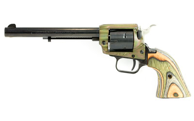 Heritage Mfg RR22CH6 Rough Rider  22 LR 6 Shot, 6.50" Black Oxide Steel Barrel, Simulated Case Hardened Zinc Alloy Frame, Black Oxide Cylinder, Camo Laminate Grip, Manual Safety, Exposed Hammer