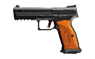 MAC 15000651 RA-9 Sport 9mm Luger 17+1 4.75" Black QPQ Tenifer Cerakote Steel Lightening Cut/Optic Ready Slide, Black Anodized Aluminum Frame w/Picatinny Rail, Orange Aluminum Grip, RMR Footprint