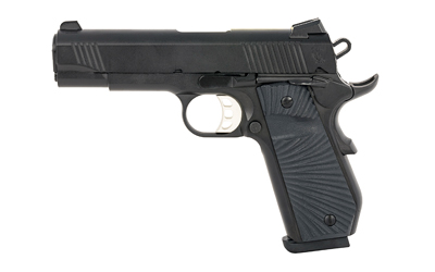 Tisas Arms 10100102 1911  Carry 45 ACP 8+1 4.25" Stainless Barrel, Black Cerakote Carbon Steel Serrated Slide, Black Cerakote Carbon Steel Frame, Black G10 Starburst Grip