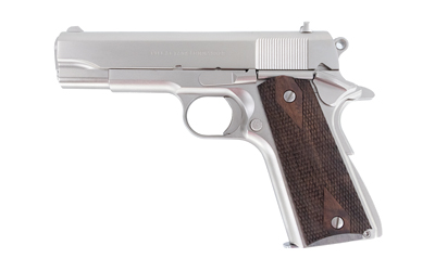 Tisas Arms 10100117 1911 A1 Tank Commander 9mm Luger 9+1 4.25" Stainless Steel Barrel, Nickel Carbon Steel Serrated Slide & Frame w/Beavertail, Walnut Grip