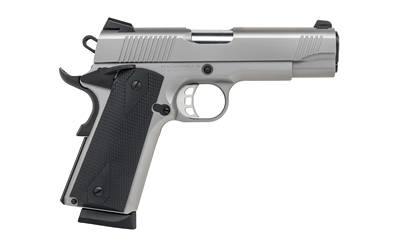 Tisas Arms 10100123 1911  Carry 45 ACP 8+1 4.25" Stainless Steel Serrated Slide & Frame w/Beavertail, Black Rubber Grip