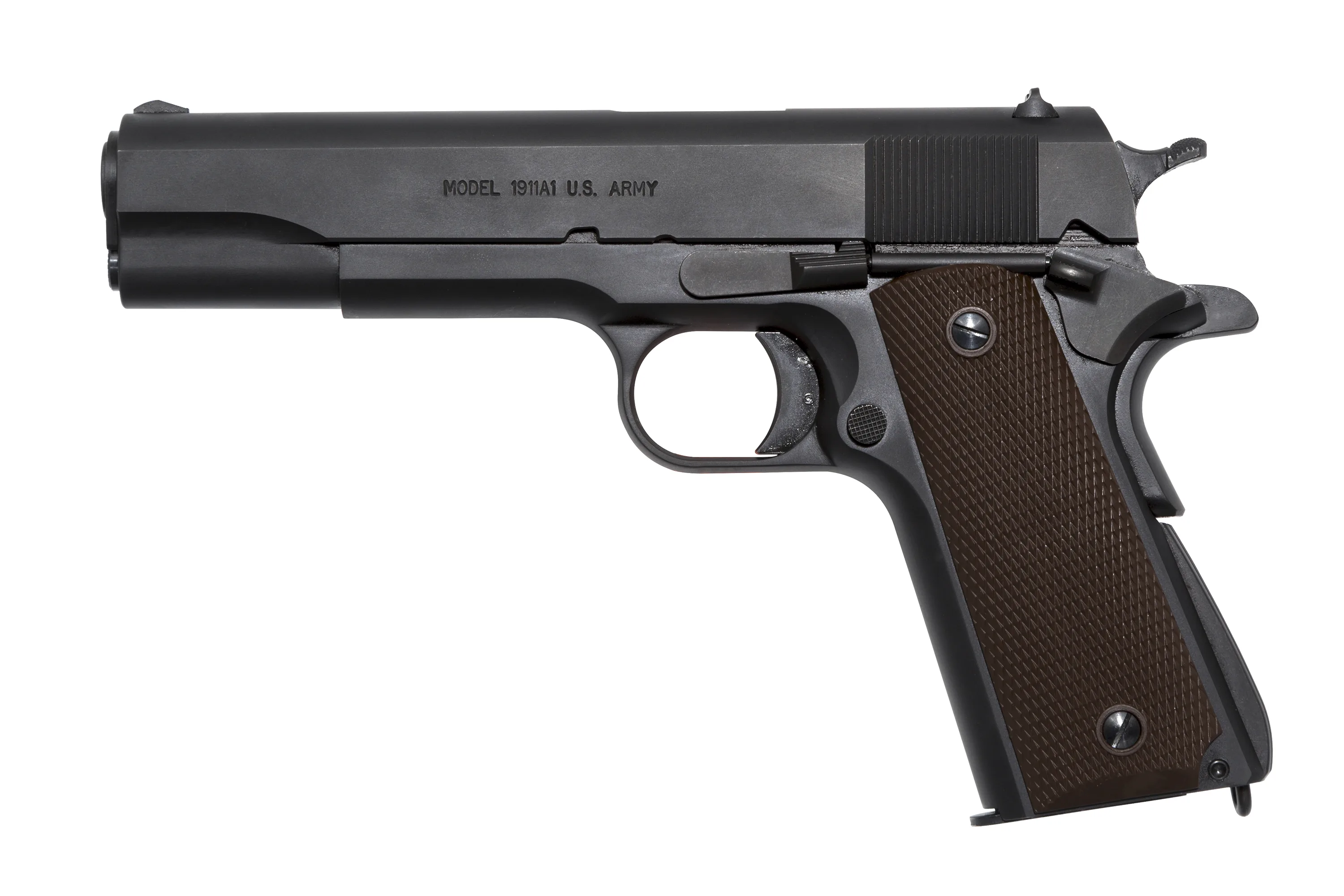 Auto-Ordnance 1911BKO9 1911 A1 GI Spec 9mm Luger 9+1, 5" Stainless Steel Barrel, Matte Black Serrated Carbon Steel Slide & Frame w/Beavertail, Brown Checkered Polymer Grip