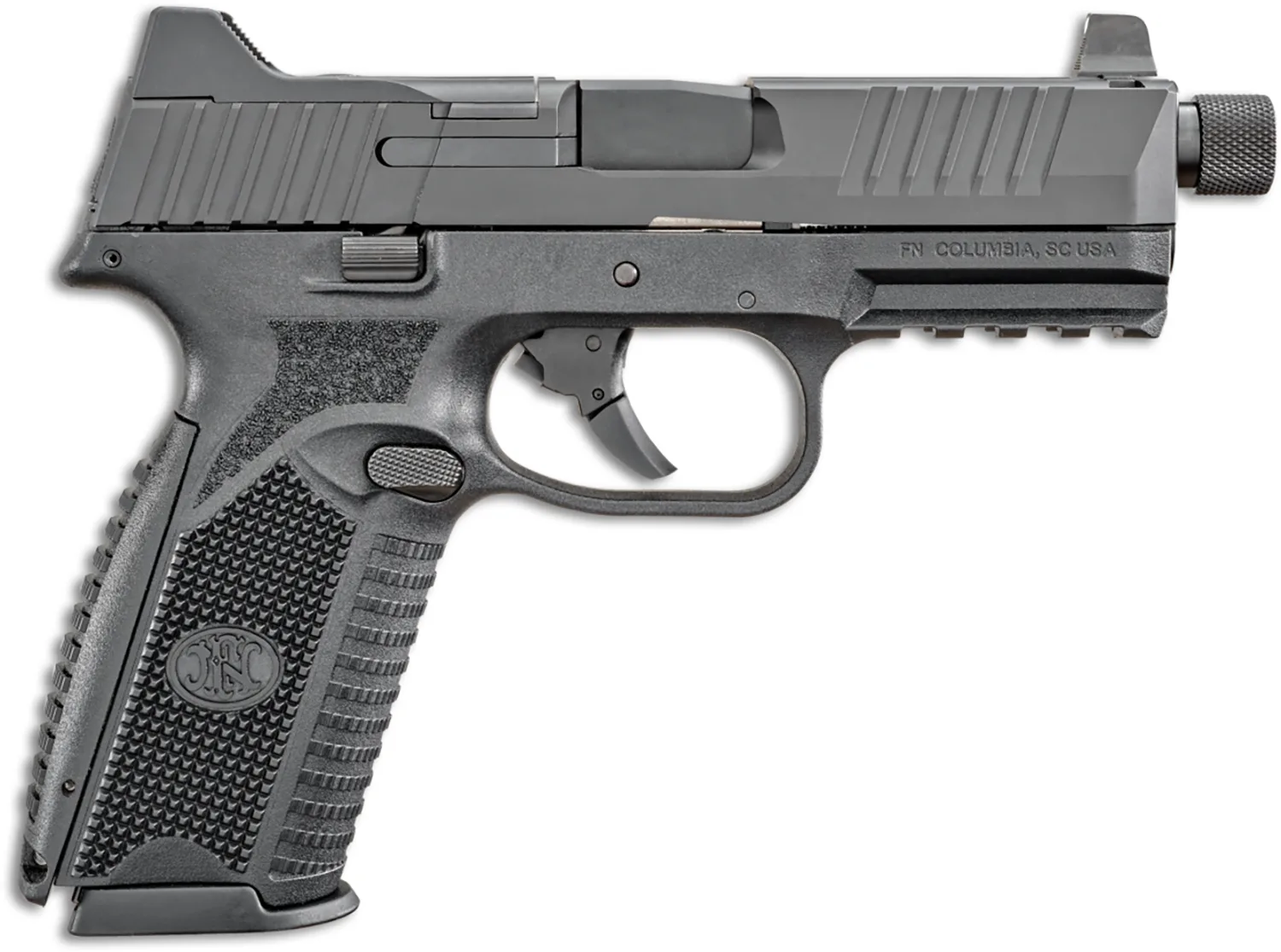 FN 66100527 509T  9mm Luger 10+1, 4.50" Black Steel Threaded Barrel, Matte Black Optic Ready/Serrated Stainless Steel Slide, Matte Black Polymer Frame w/Picatinny Rail