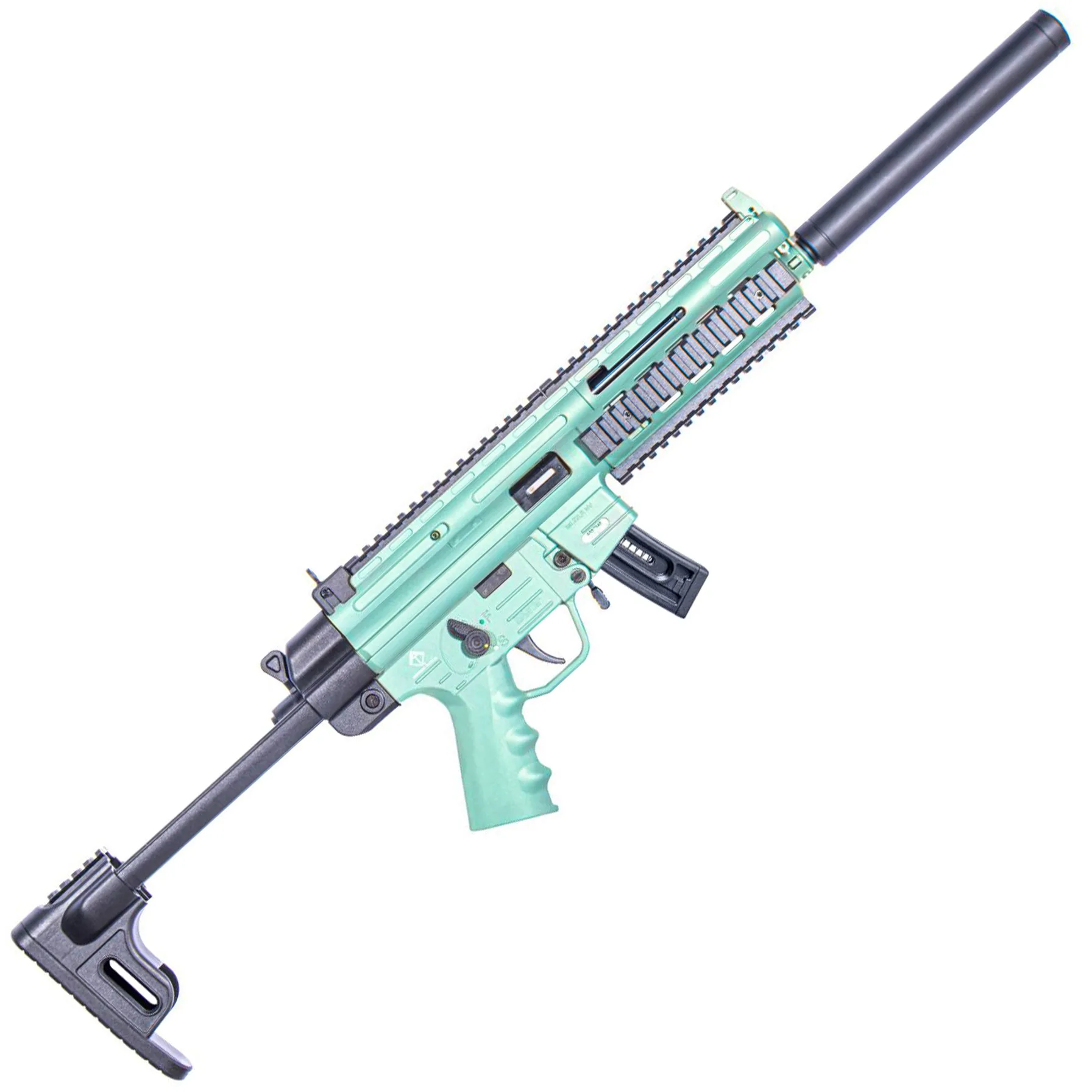 ATI GERGGSG1610M GSG-16  22LR 10+1 16.25" Black Non-Threaded Barrel, Mint Green Picatinny Rail Polymer Receiver, M-LOK Handguards, Collapsible w/Storage Compartment Black Synthetic Stock, Mint Polymer