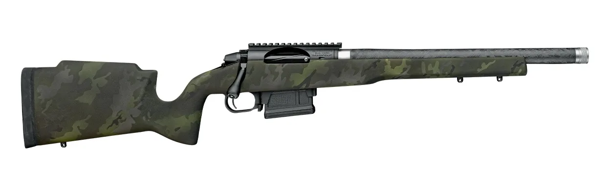 Proof Research 150764 Elevation 2.0 6.5 PRC 3+1 20" Carbon Fiber Match Grade Threaded Barrel, Black Receiver w/Picatinny Rail, Midnight Camo Fixed Carbon Fiber Stock, Right Hand