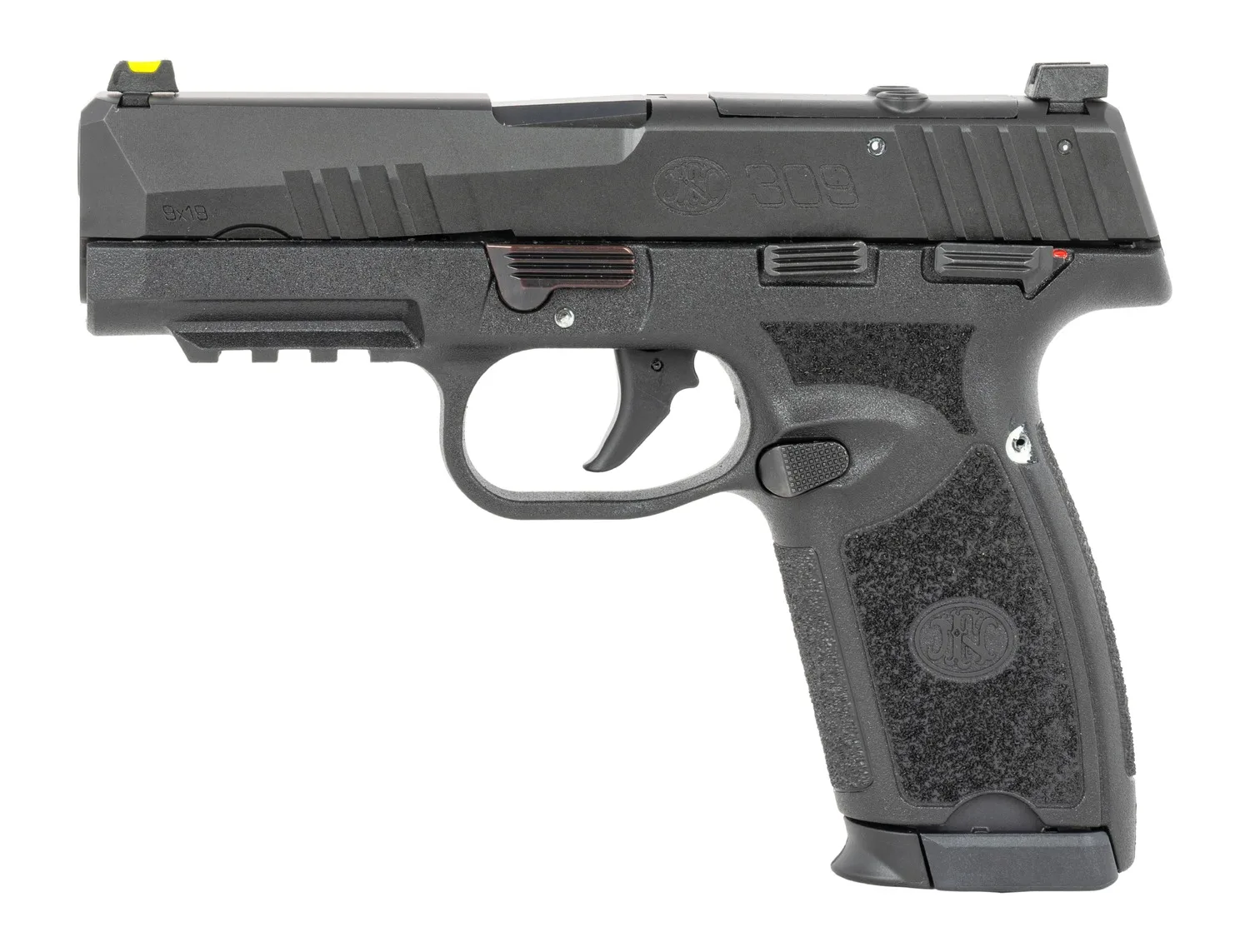 FN 66-102378 309 MRD 9mm Luger 20+1 16+1 3.80" Black Target Crown Barrel, Black Stainless Steel Optic Ready/Serrated Slide, Black Polymer Frame w/Picatinny Rail, Textured Grip Shield, RMS/DPP Footprin