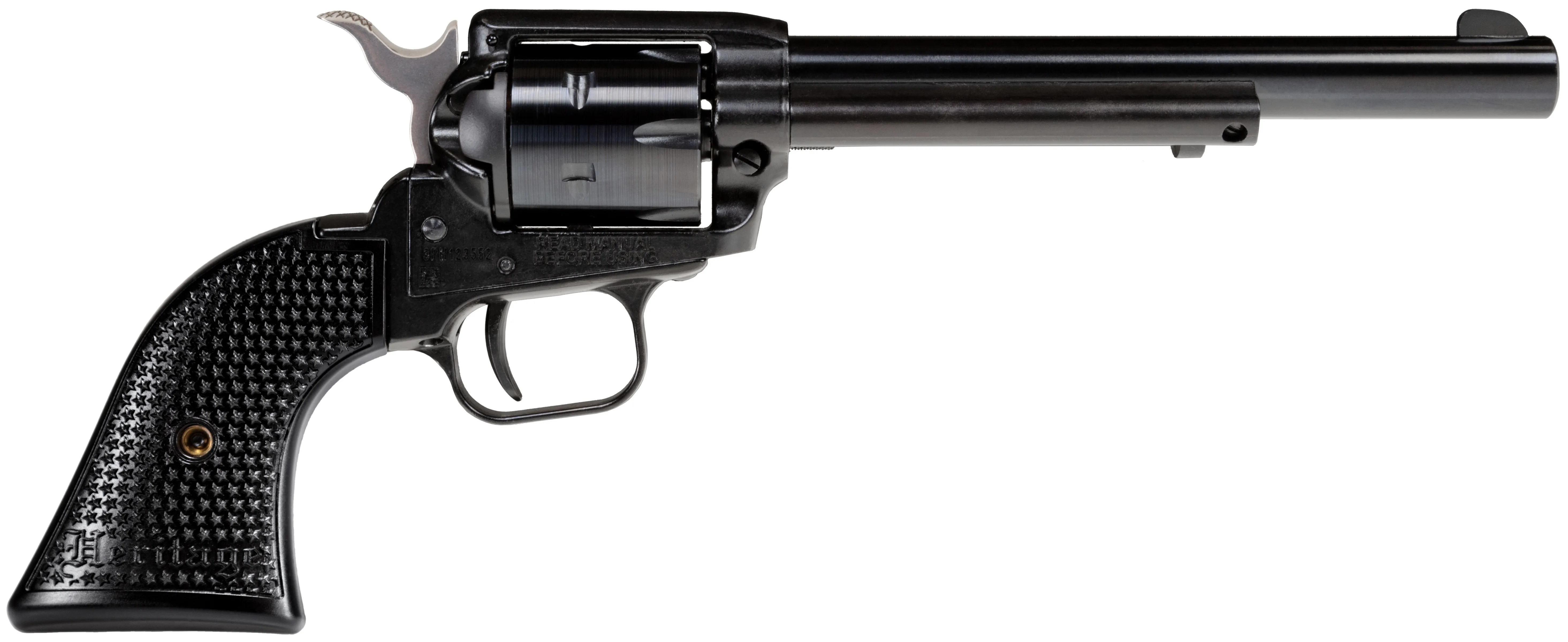 Heritage Mfg RR22B6PG Rough Rider  22 LR 6 Shot, 6.50" Black Steel Barrel, Black Zinc Alloy Frame, Black Cylinder, Black Polymer Grip, Hammer/Thumb Safety, Exposed Hammer